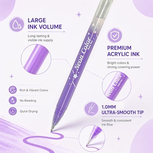 Acrylic Gel Pens for Coloring, 10 Purple Gel Pens with A5 Sketchbook - Image 5