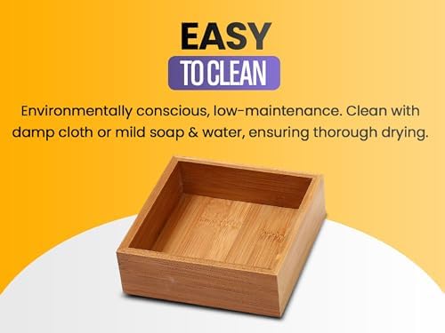 YBM Home Bamboo Drawer Organizer Storage Box for Kitchen Drawer, Junk Drawer, Office, Bedroom, Children Room, Craft, Sewing, and Bathroom, 6x9x2 inch - Image 6