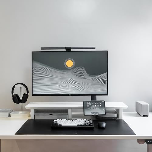 Raico Desk Cockpit Shelf Monitor Stand System Dual Screen Setup Wood Large Desk Accessory Organizer Unit (Matte White, Medium v2 | 36 Inches) - Image 2