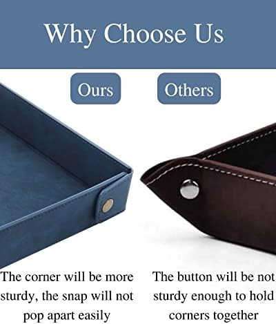 CASIRENA Faux Leather Valet Tray Organizer for Men - Catch-All Tray for Entryway Table Key, Wallet, Watch, Coin Change, Phone, Dresser EDC Dump Jewelry, Bedside Nightstand Desk-top - Image 3