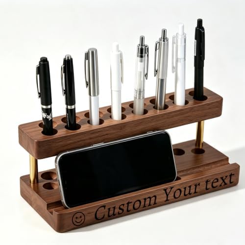 Personalized Pencil & Pen Holder for Desk with 9 Slot and Cell Phone Holder by Home