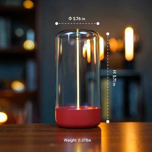 AUGE LIGHT Mini Minimalist Cordless Table Lamp, Rechargeable Ambient Light, Red - Image 3