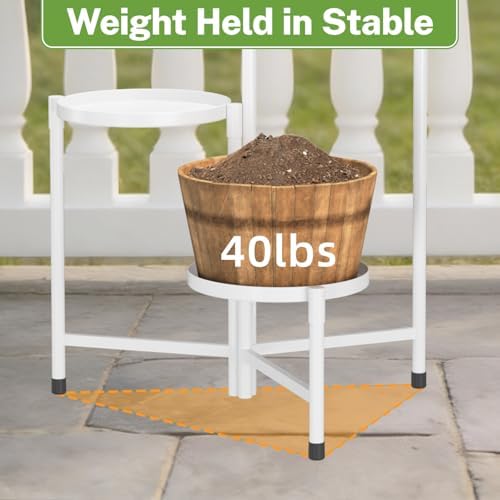 iDavosic.ly 3 Tier Large Plant Stand Indoor Outdoor, 10 In Wide Tray, White - Image 4