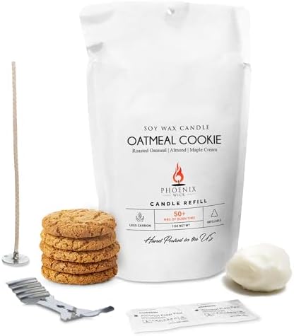 Phoenix Wick Candle Making Kit – Transform Anything Into A Candle – Candle Making Kit with Wick + 7oz Wax (Oatmeal Cookie Scent) by PhoenixWick