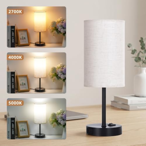 ZJOJO Table Lamp Set of 2, 13.8" Bedside Small Lamp for Bedroom Nightstand - Image 2