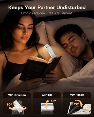 86lux Book Light, Rechargeable Clip-On LED Reading Light for Bed - Image 3