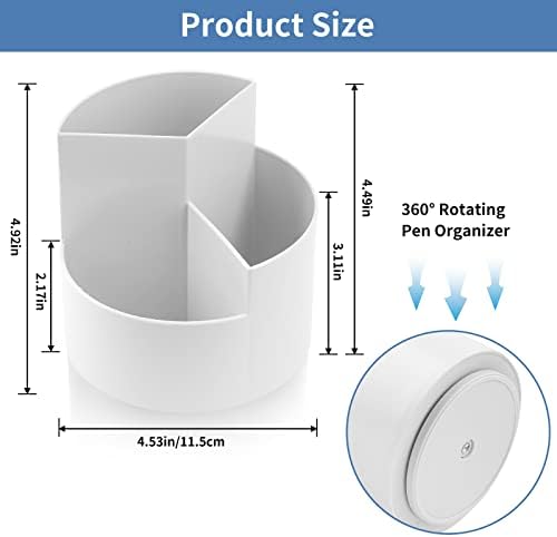 Desk Pencil Pen Holder, 3 Slots 360-Degree Spinning Organizers, Desktop Storage Stationery Supplies, Cute Cup Pot for Office, School, Art Supply, Kids - Gray - Image 7