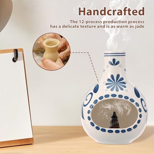 Handmade Ceramic Incense Holder Burner, 7Inch small Sage Holder Aromatherapy Decor for Palo Santo Sticks and Cone Incense, Compact Size Chiminea Dish for Meditation Accessories Yoga Room - Image 3