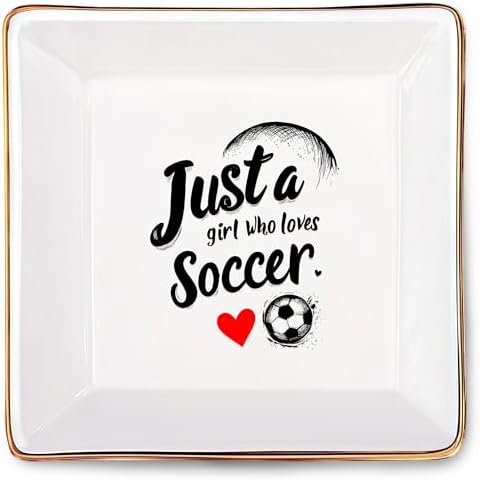 Soccer Jewelry Ring Holder Dish Tray, Gifts For Women Teens Girls, Soccer Lovers Themed Stuff Things Decor Merch, Home Room Ring Earrings Necklace Organizer Holder! by BJDAMAIGIFTSFORGIRLSKIDS