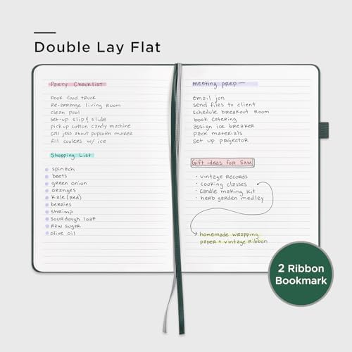 &And Per Se Lined Notebooks 3-Pack Gift Set, A5 Hardcover Journals, 160 Pages 100gsm Thick Paper, Journaling Notebook for Office School (Green) - Image 4