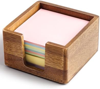 Acacia Wood Sticky Note Holder, Post It Note Dispenser for Office Desk, 3x3 Sticky Notes Organizer, Wooden Memo Pad Holder for Desk Home Accessories, No Pads Included (Sticky Note Holder) by Unknown