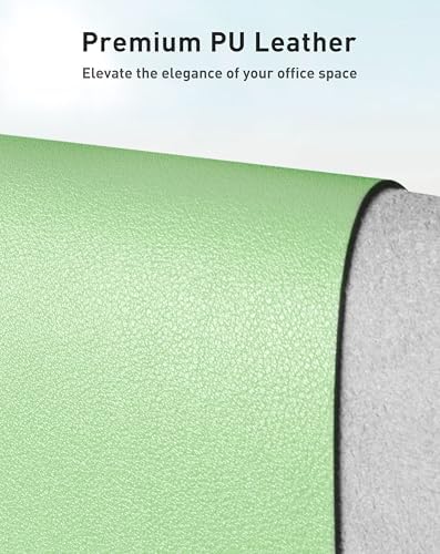 Aothia Faux Leather Desk Mat - Large Mouse Pad, Non-Slip PU Leather Blotter, Waterproof Writing Surface for Office and Home (Foam Green, 63" x 24") - Image 2