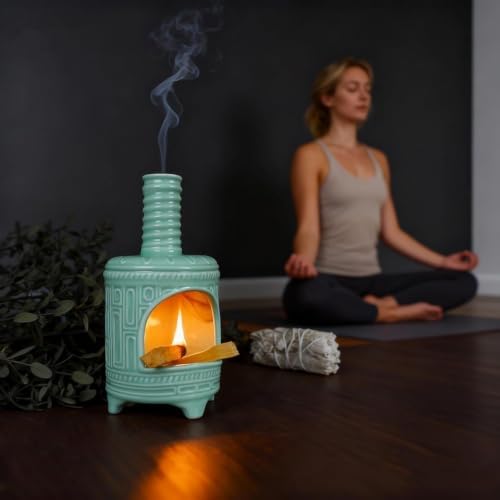 Mougigi Light Green Palo Santo Burner Holder-Mini Chiminea Smudging Bowl - Image 5