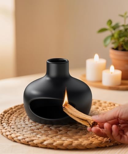 Palo Santo Holder - Modern Chiminea Incense Burner for Yoga, Meditation, and Anxiety Relief - Wood Sticks Dish, Sage Ash Catcher, Smudge Bowl, Cone Burner - Cauldron - Image 5