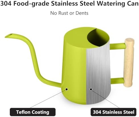 Watering Can Indoor Plants, 35oz Small Stainless Steel Metal Watering Can Modern Decorative Watering Pot with Long Spout for Indoor House Plant Bonsai Garden Flowers (Bright Green) - Image 5