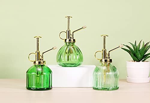 Glass Plant Mister Spray Bottle, 6.5" Green Glass Water Spray Bottle with Gold Top Pump Small Watering Can, Small Plant Sprayer Mister for Indoor Outdoor House, Green+Gold (Green+Gold C) - Image 6