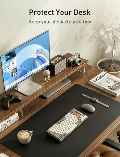 Aothia Faux Leather Desk Mat - Non-Slip PU Leather Desk Blotter, Waterproof Writing Surface, Large Desk Pad for Office & Home (Black, 55" x 17") - Image 3