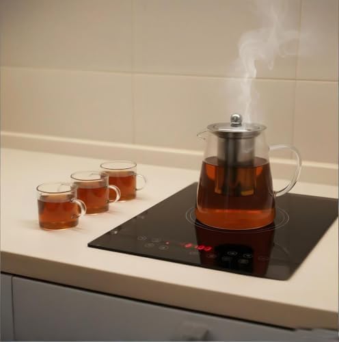 Glass Teapot Stovetop with Infuser 32OZ High Temperature Borosilicate Clear Tea Kettle Loose Leaf Tea Tea pot with Glass Cup Set as Tea Tools Gifts for Home Kitchen and Office - Image 2