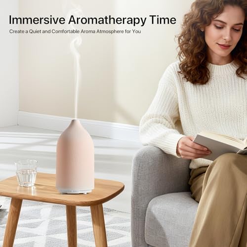Aroma Diffuser,500ML Ceramic Ultrasonic with 7-Color LED Light，Essential Oil Diffuser for Home ，Quiet Cool Mist Diffuser for Bedroom, Office - Image 6
