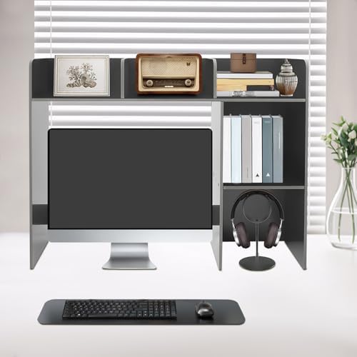 Desk Organizer Desk Shelf Desktop Hutch Desktop Shelf Countertop Hutch Countertop Bookshelf for Home Office Dorm Wood (37.2x9.5x28.9in) - Image 2