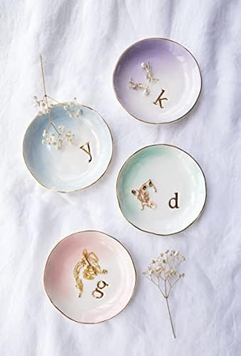 COLLECTIVE HOME - Ceramic Jewelry Tray, Decorative Trinket Dish for Rings Earrings Necklaces Bracelet Watch Keys, Birthday Mother's Day Christmas Gift for Women, 4.75", Colored Surface (D) - Image 4