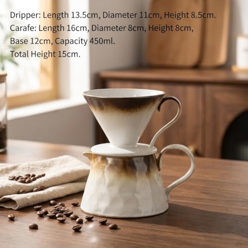 Ceramic Pour Over Coffee Maker Set 15oz/450ml Coffee Dripper with 40pcs Cone Paper Filters, Reusable Pour Over Coffee Cone for Home, Cafe, Restaurant, Camping - Image 5