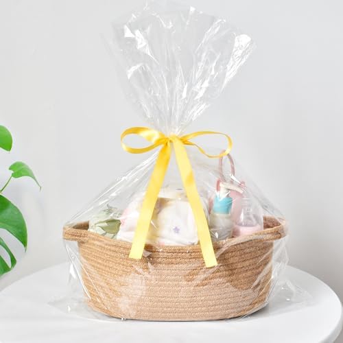ABenkle Small Basket with Handles, Boho Decorative Rope Woven Dog Cat Toy Storage Bin Shelf Storage Organizer, Easter Christmas Gift Basket, 12"x8"x5" - Image 7