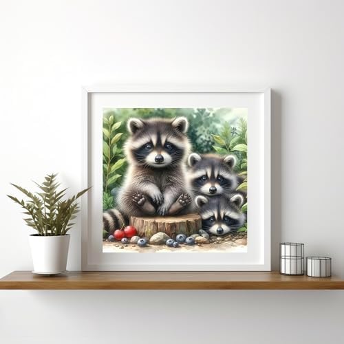 5D Animals Diamond Painting Kits for Adults,Raccoon Family Diamond Art Kits - Image 4