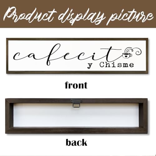 Funny Coffee Wood Sign, Coffees Bar Decoration, Rustic Coffee Station Decor, Home Kitchen Decors for Shelf, Friend Gift for Coffees Lover, Cafecito y Chisme Sign, 17.8x4x1.2 inches - Image 3