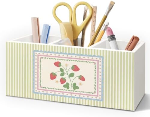 Cottagecore Strawberry Pen Pencil Holder for Desk by Unknown