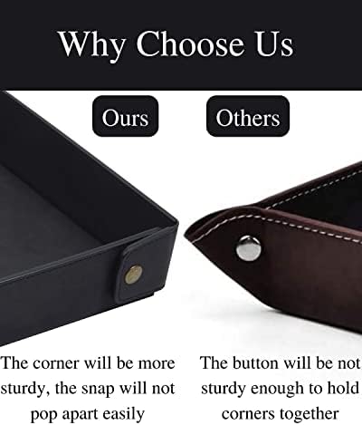 CASIRENA Faux Leather Valet Tray Organizer for Men - Catch-All Tray for Entryway Table Key, Wallet, Watch, Coin Change, Phone, Dresser EDC Dump Jewelry, Bedside Nightstand Desk-top - Image 3