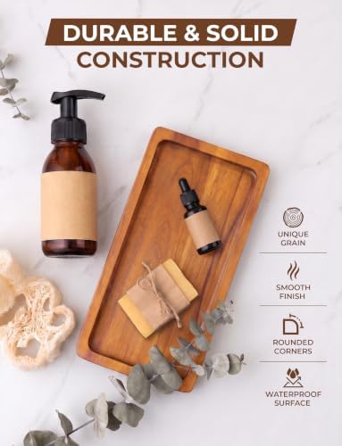 Demigo Bathroom Vanity Tray, Natural Acacia Organizer Tray, 11.8 x 5.9 in - Image 4