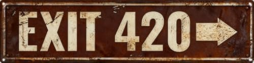 Vintage Tin Exit 420 Sign Retro Metal Sign Suitable For Home Street Shop Garage Bar Farm Garden - Multi-Purpose For Indoor/Outdoor Use Plaque 4x16 Inch by longzizhuer