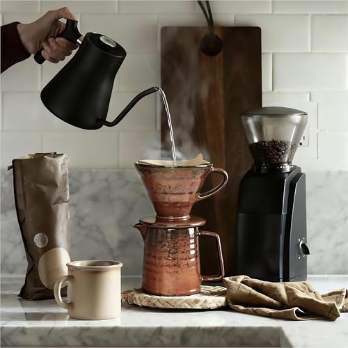 Vintage Ceramic Pour Over Coffee Maker with V60-Style Dripper and 40 Paper Filters (Red) - Image 3