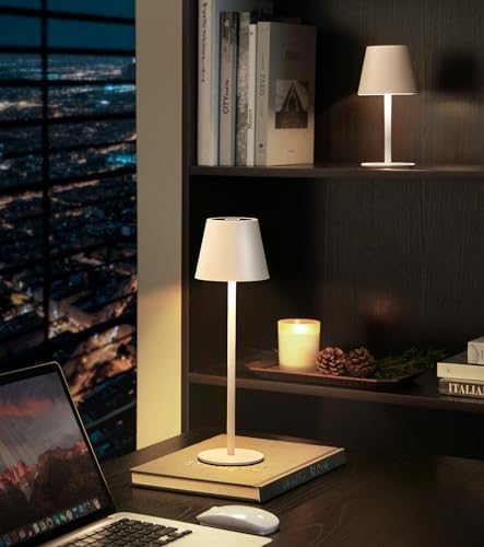 Cordless Table Lamp, Portable Battery Operated Lamp with 3 Color Temps and Stepless Dimming, Rechargeable Table Lamp for Dinner, Desk, Cafe, Outdoor (White) - Image 2