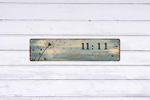 Vintage 11:11 Make A Wish Decorative Sign 4x16 in Plaque with Dandelion Motif for Home Porch Garage for Indoor/Outdoor Décor and Gifts - Image 6