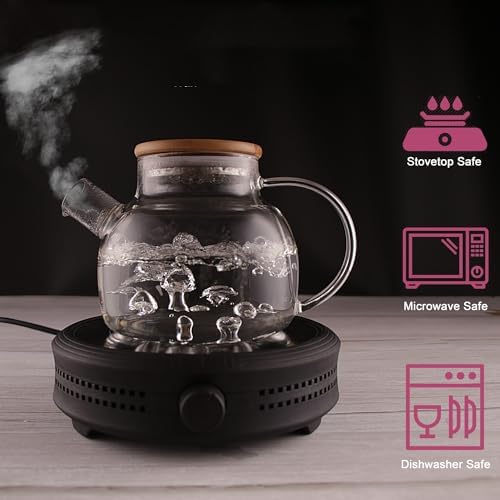 CnGlass Glass Teapot Stovetop Safe,40.6oz Clear Tea pot with Removable Filter Spout,Loose Leaf and Blooming Tea Maker - Image 6