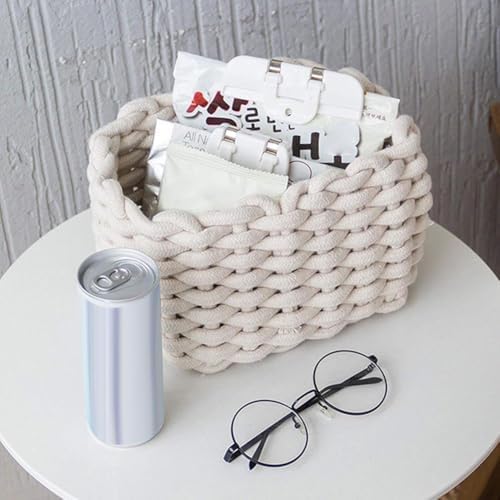 Woven Storage Bin,Cotton Rope Basket for Organizing,Empty Gift Basket,Mini Woven Basket for Organizing Books,Plants,Pet Treats, Decor for Living Room, Bedroom (Black) - Image 7