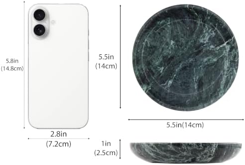 Small Natural Marble Jewelry Tray Key Plate Holder Dish Trinket Decor Catch All Bowl for Ring Earring Stone Gift for Women Daugther,Verde Alpi Green,5.5" - Image 2