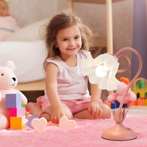 WERFOP Flower Desk Lamp Cute Pink Table Lamp for Bedroom Girls Room - Image 6