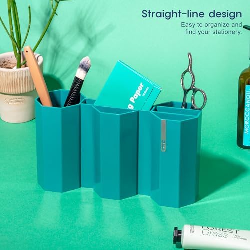 AonT Design Small Desk Organizer - Green Pen Tray & Holder (Multi-Compartment) (Made in Korea) – Modern Office Storage Supplies Organizer and Aesthetic Decor for Accessories - Image 2