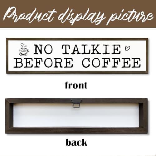 Coffees Wood Sign, Rustic Coffees Decoration, Country Farmhouse Decoration for Home Kitchen, Funny Coffee Station Decor, No Talk Before Coffee Sign, 17.8x4x1.2 inches - Image 3