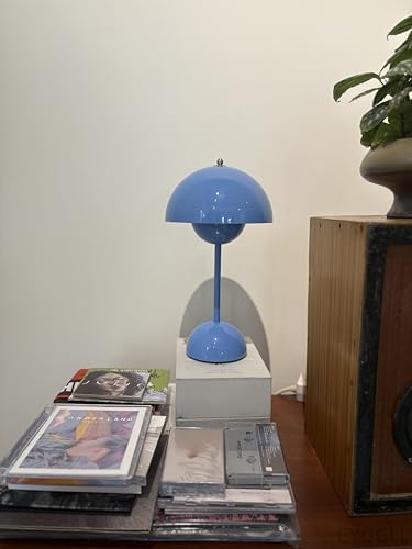 Flower Bud Lamp, Cordless Rechargeable Mushroom Table Lamp,Blue - Image 2