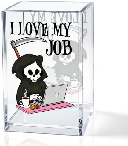 I Love My Job Acrylic Makeup Brush Pencil Holder Cup for Coworker by QYUVK