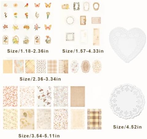 420Pcs Vintage Floral Scrapbook Supplies Kit, Retro Flower Scrapbook Paper Junk Journal Stickers Set, DIY Craft Accessories for Bullet Journal Planner Collage Card Making - Image 3