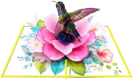 3D Pop-Up Hummingbird & Flower Greeting Card – Handmade Nature-Inspired Card for Birthday, Mother’s Day, Anniversary & Special Occasions F46