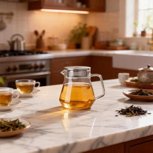 CNGLASS Small Glass Teapot with Stainless Steel Filter Lid,15oz(450ml) Glear Tea Kettle Stovetop Safe,Borosilicate Glass Tea Pots for Blooming and Loose Leaf Tea - Image 5