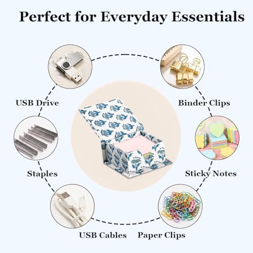 CPC Apatite Blue Block Print Cotton Desk Organizer Sticky Note Holder - Image 6