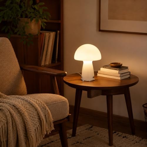 White Small Mushroom Table Lamp Suit for Bedroom and Nightstand - Image 3