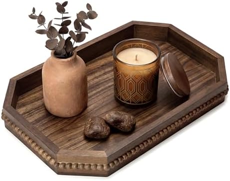 EOSAHR Acacia Wood Decorative Tray: Serving Tray for Table Decor,Dark Brown by EOSAHR